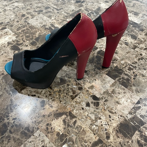 Women's Qupid Black & Red Platform Heels size 8 - Picture 7 of 9